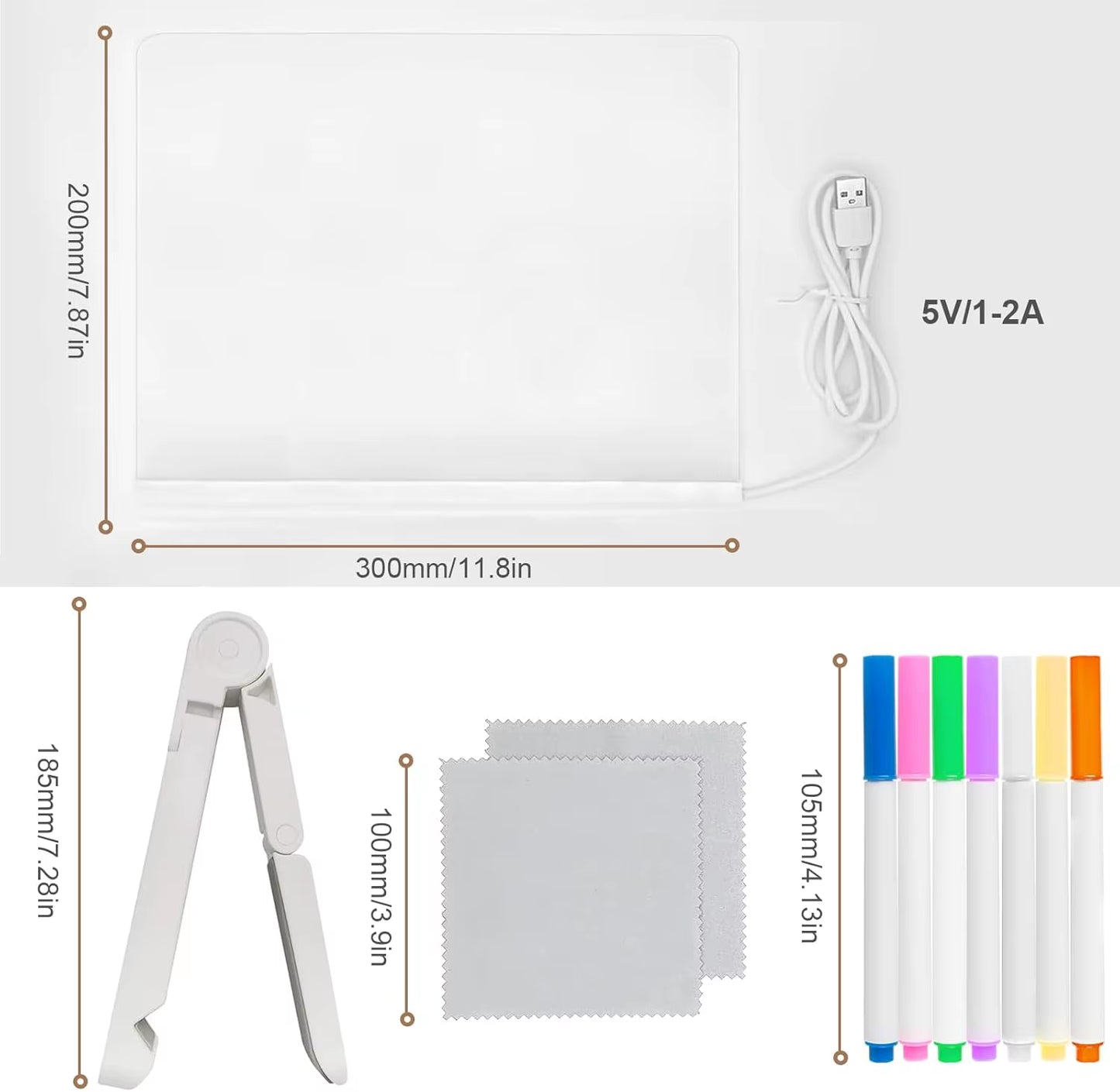 LED Note Board with Night Light Colorful 7 Pens DIY Acrylic Message Board Children‘S Drawing Board for Kids Birthday Gift