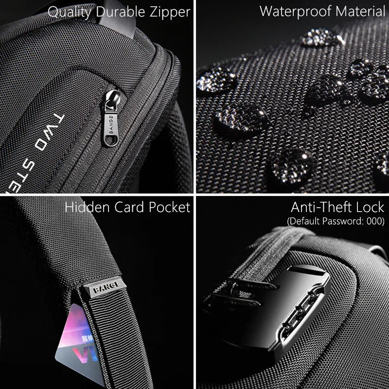 Hot Chest Bag New Anti-Thief Men Crossbody Bag Waterproof Shoulder Bags USB Charging Short Trip for Male Travel Pack